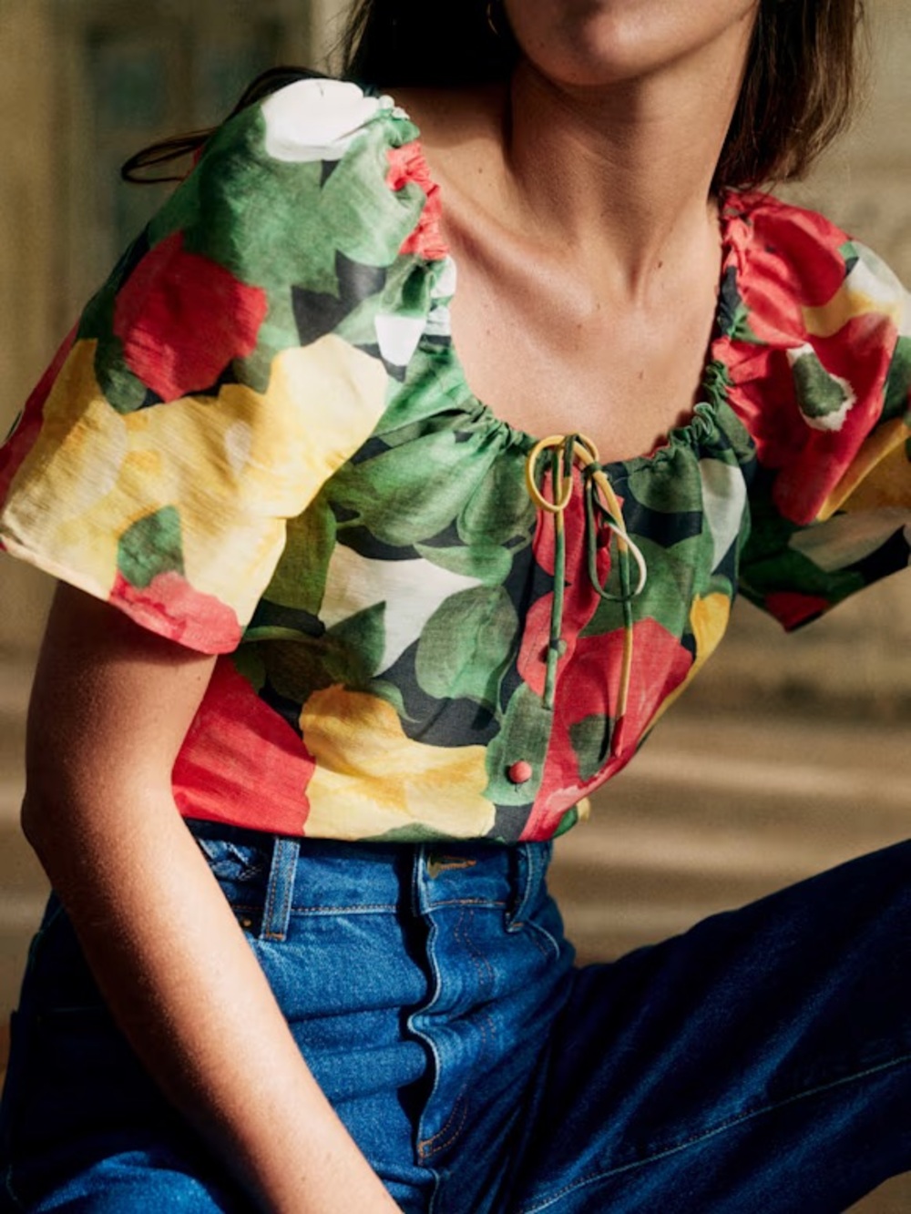 Sezane Vikaly Blouse - Azalea Print - Size FR34/US2